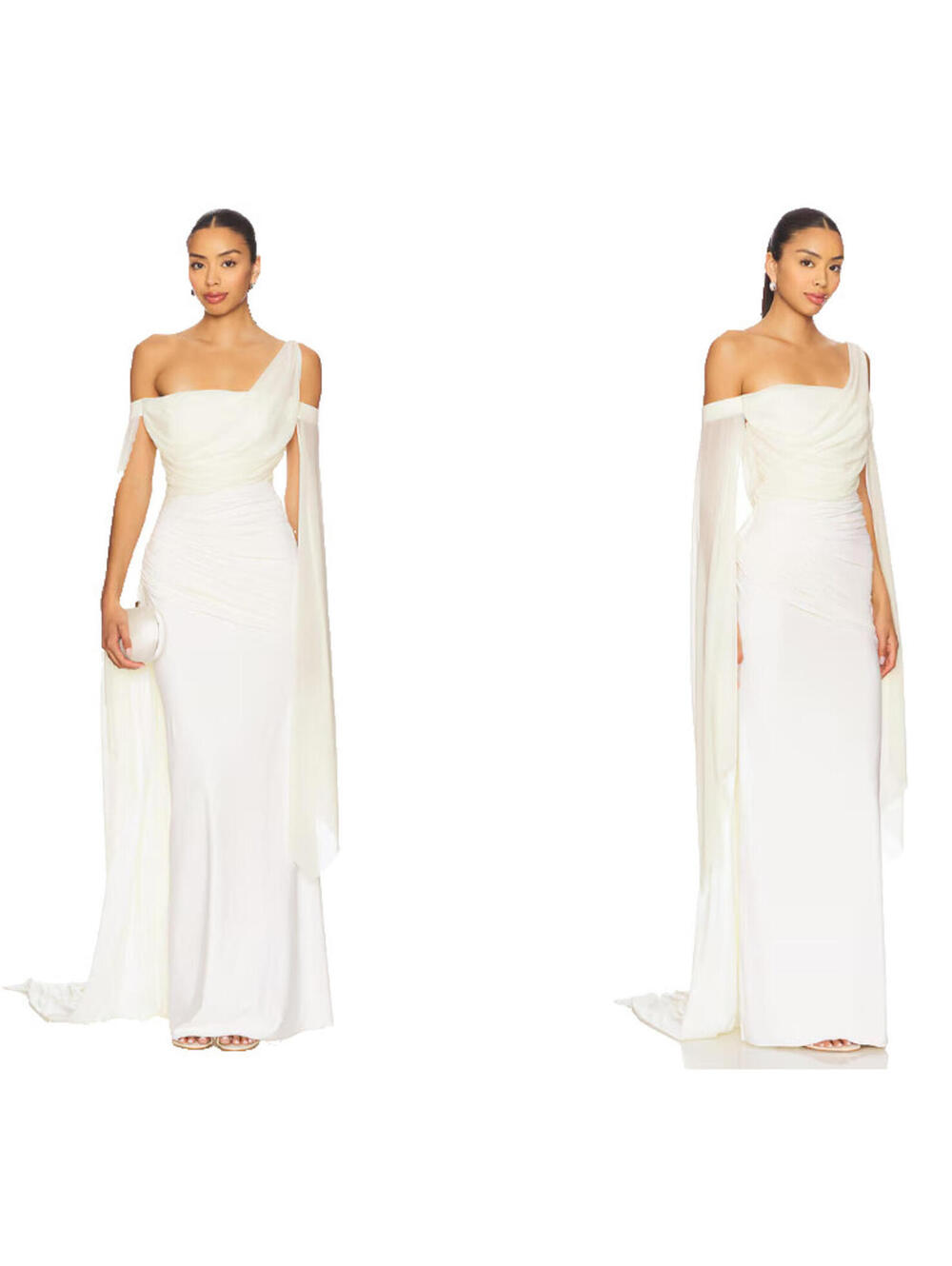 Elegant One-Shoulder White Evening Gown
